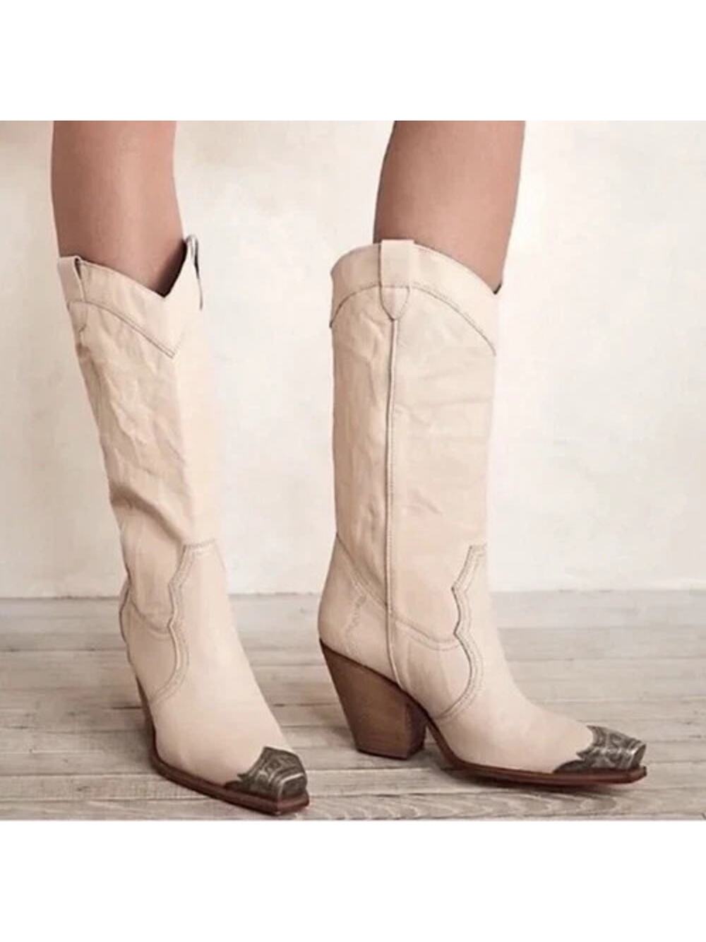 Free People Brayden Tall Boots in Bone Size 37 cream